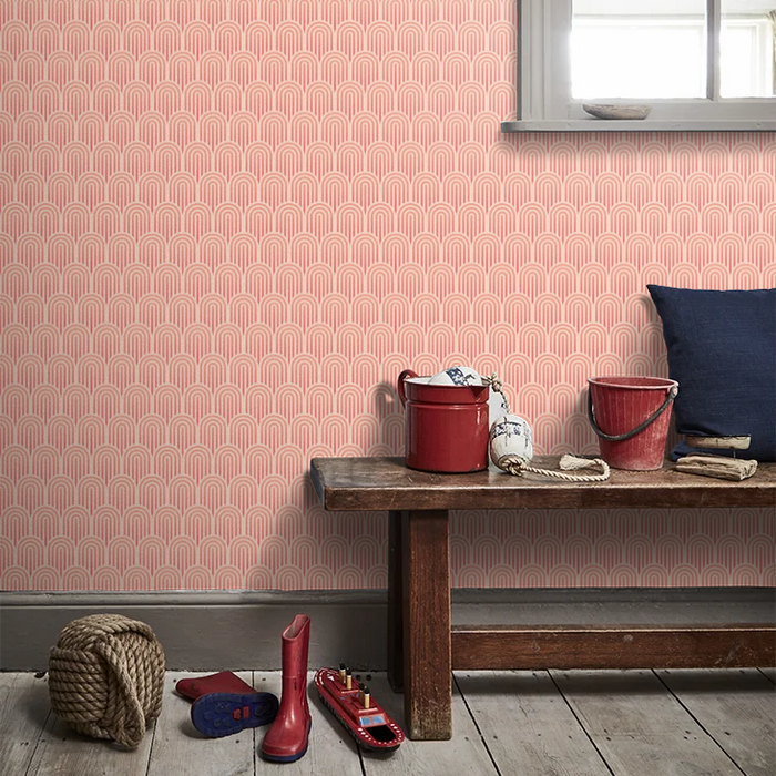 Retro Arch Wallpaper - Blush Pink