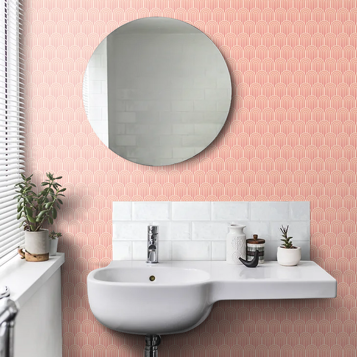 Retro Arch Wallpaper - Blush Pink