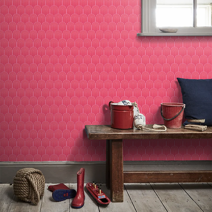Retro Arch Wallpaper - Bright Pink