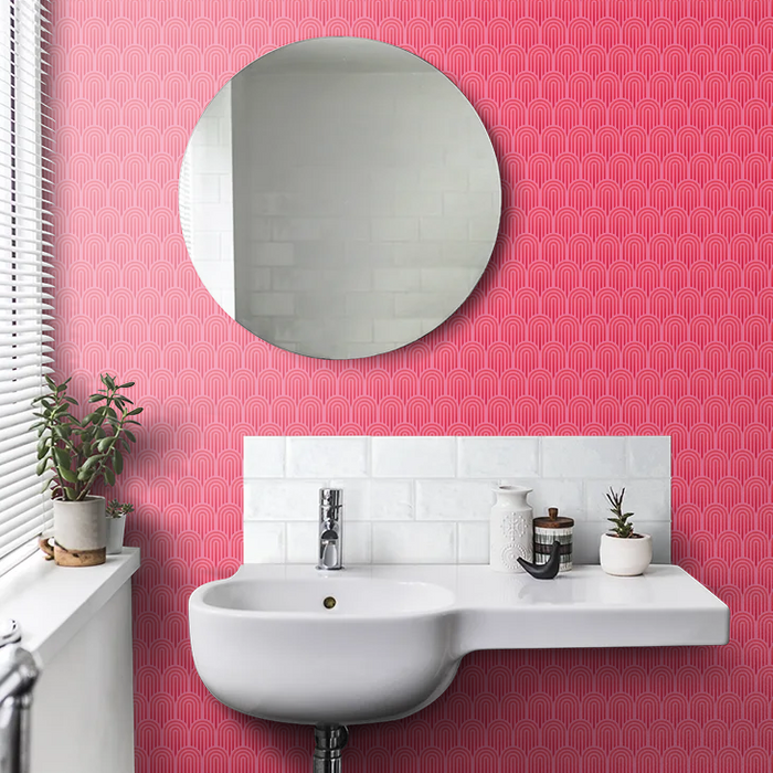 Retro Arch Wallpaper - Bright Pink