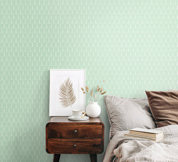 Retro Arch Wallpaper - Mint Green