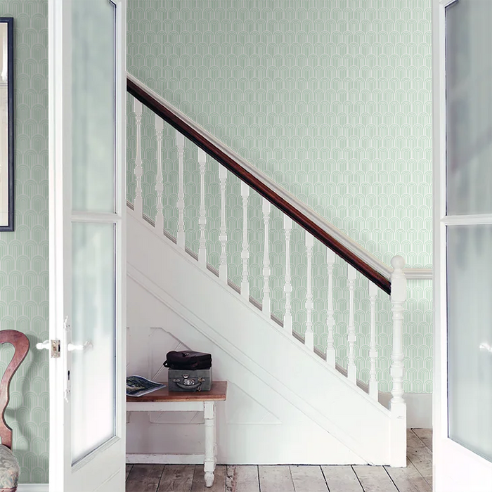 Retro Arch Wallpaper - Mint Green