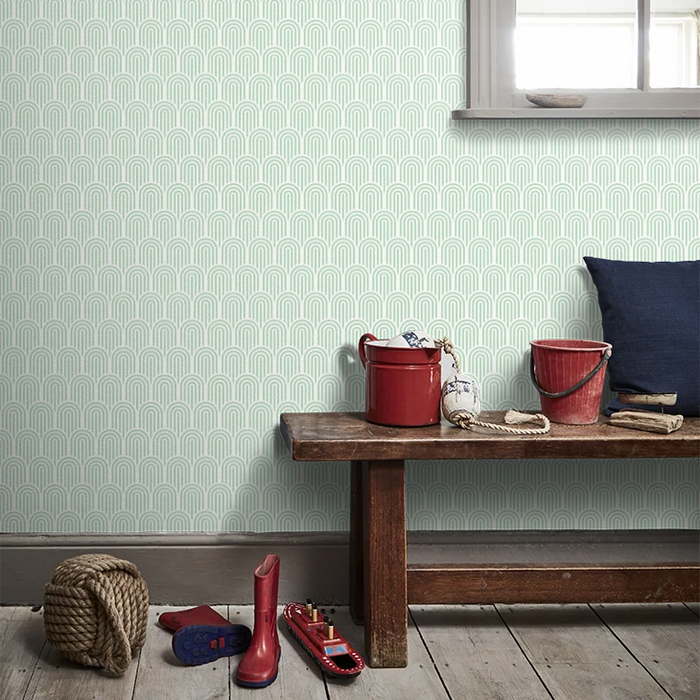 Retro Arch Wallpaper - Mint Green