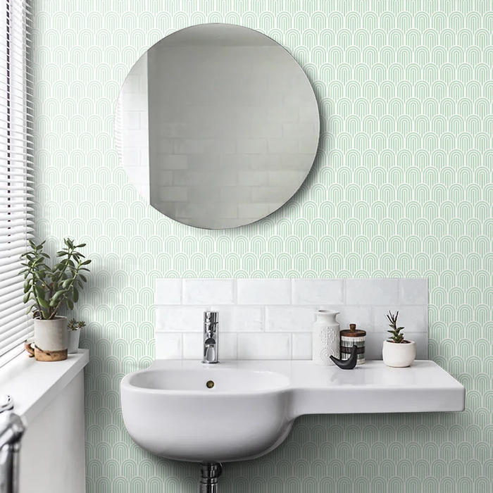 Retro Arch Wallpaper - Mint Green