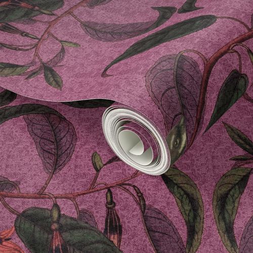 Retro Fantail NZ Inspired Wallpaper - Rose Pink