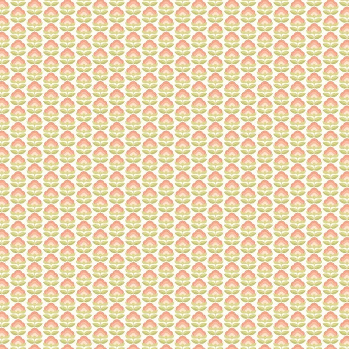 Retro Flower - Blooms Wallpaper - Apricot Mix