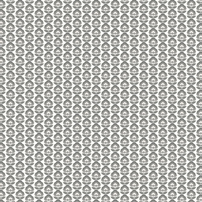 Retro Flower - Blooms Wallpaper - Charcoal