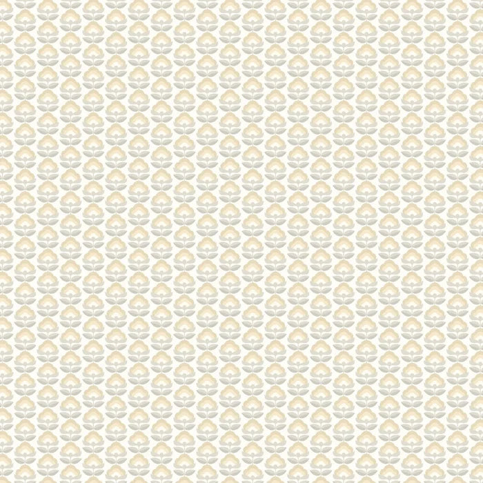 Retro Flower - Blooms Wallpaper - Stone & Dove