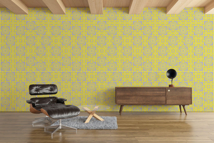Retro Lino Wallpaper - Yellow Tinge