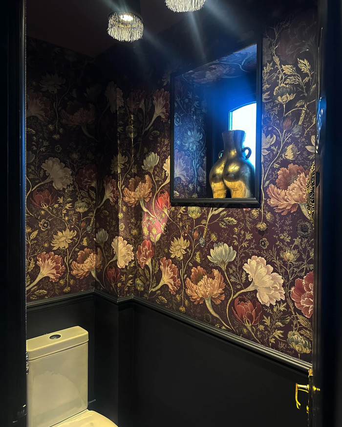 Reverie - Floral Custom Sized Wallpaper Mural (per/m2) - Ruby Gold