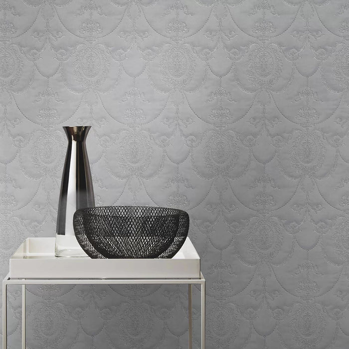 Rich Trianon Damask Wallpaper - Grey - Discontinuing