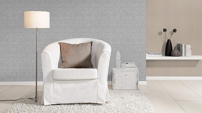 Rich Trianon Damask Wallpaper - Grey - Discontinuing