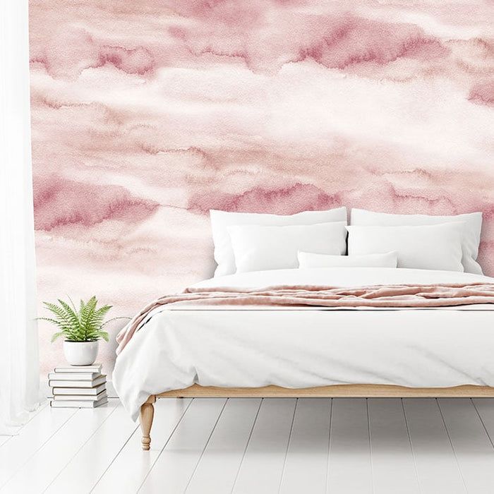 Riviera Watercolor - Coral - Custom Sized Wallpaper Mural (per/m2)