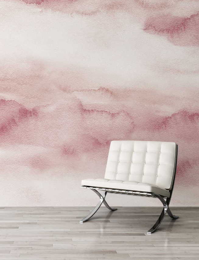 Riviera Watercolor - Coral - Custom Sized Wallpaper Mural (per/m2)