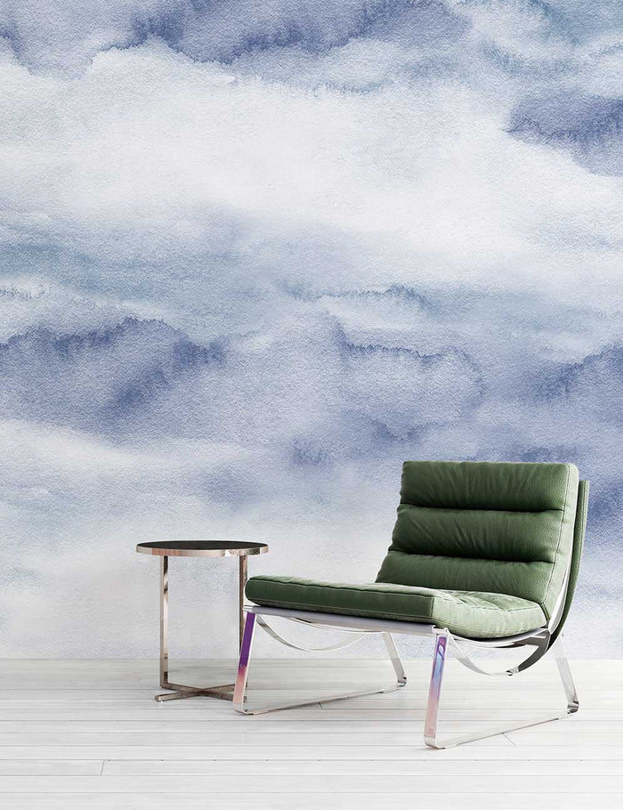 Riviera Watercolor - Ocean - Custom Sized Wallpaper Mural (per/m2)
