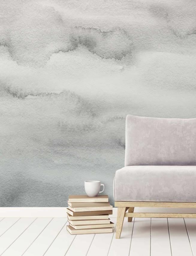 Riviera Watercolor - Storm Ombre - Custom Sized Wallpaper Mural (per/m2)