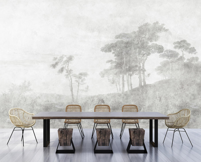 Romantic Grove - Custom Sized Wallpaper Mural (per m2) - Grey