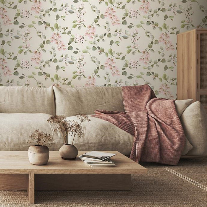 Rosalie Wallpaper - Cream Pink