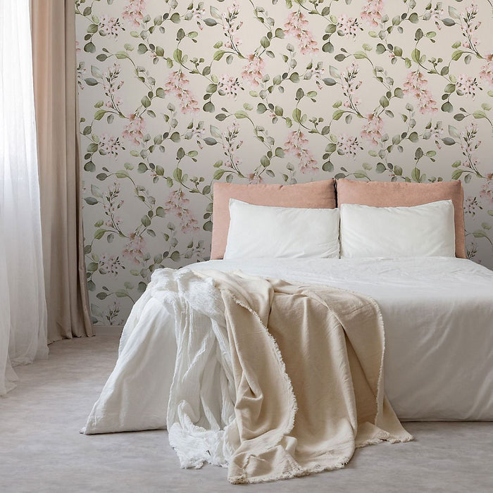 Rosalie Wallpaper - Cream Pink
