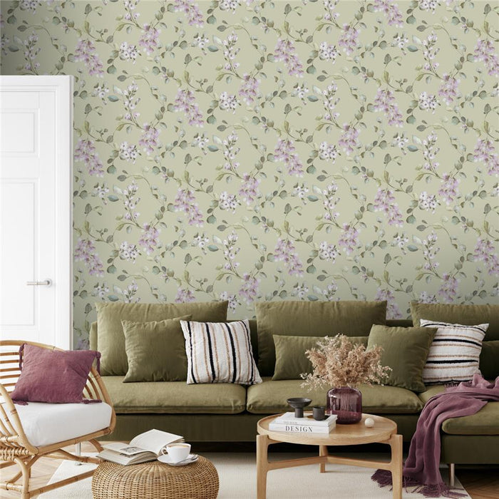 Rosalie Wallpaper - Sage/Lilac
