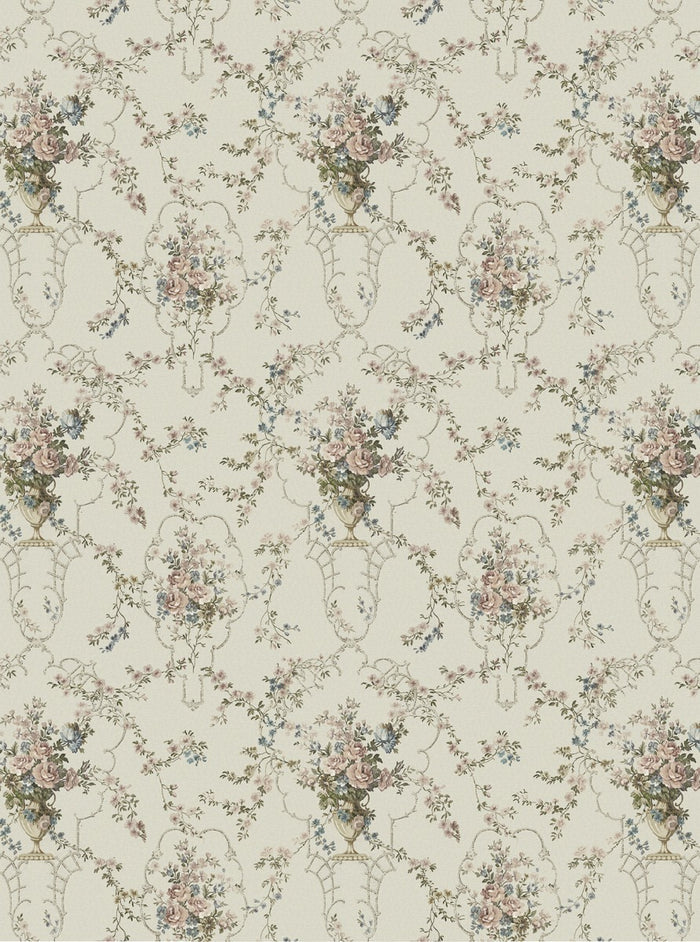 Rose Antique - Custom Sized Wallpaper Mural (per m2) - White Multi
