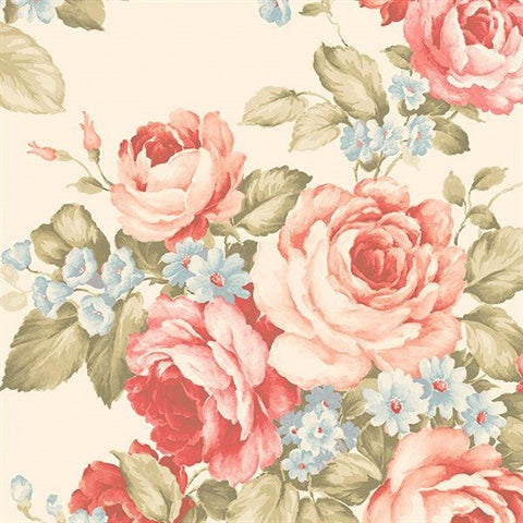 Rose Bouquet Wallpaper - Cream