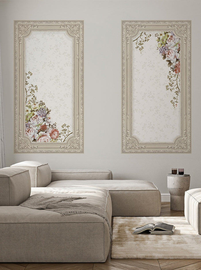 Rose Garden - Custom Sized Wallpaper Mural (per m2) - Grey Beige