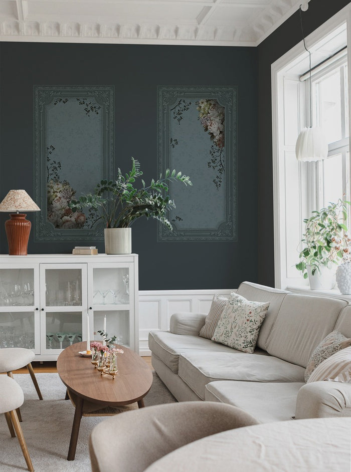Rose Garden - Custom Sized Wallpaper Mural (per m2) - Midnight