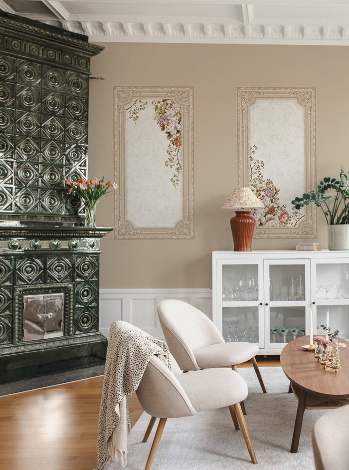 Rose Garden - Custom Sized Wallpaper Mural (per m2) - Sandstone