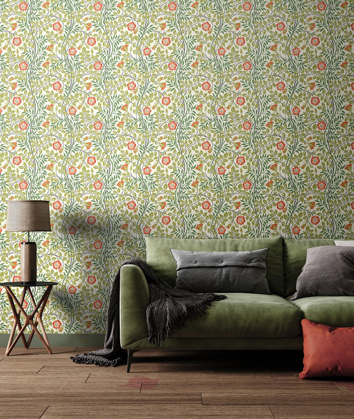 Rosehip Trail Wallpaper - Ohpopsi - Coral Pink