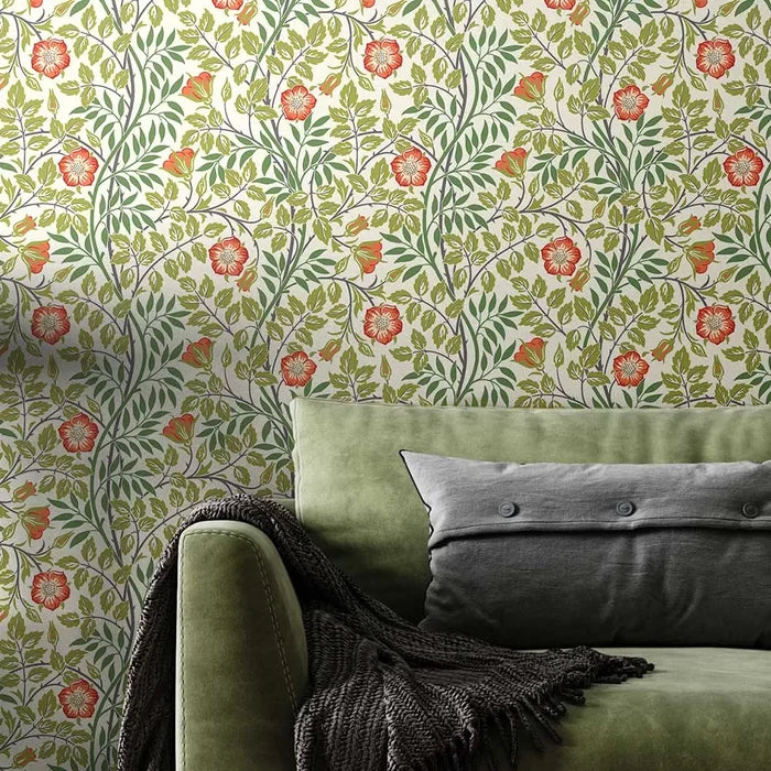 Rosehip Trail Wallpaper - Ohpopsi - Coral Pink