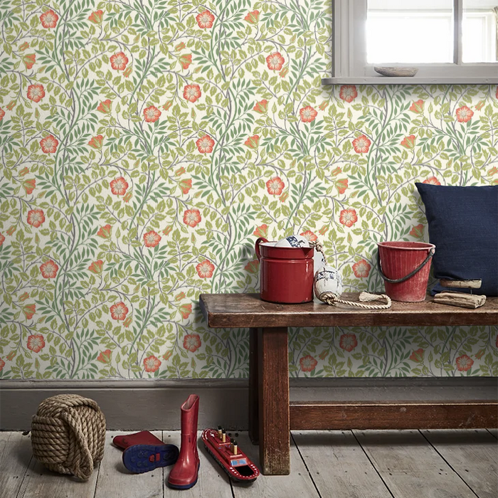 Rosehip Trail Wallpaper - Ohpopsi - Coral Pink