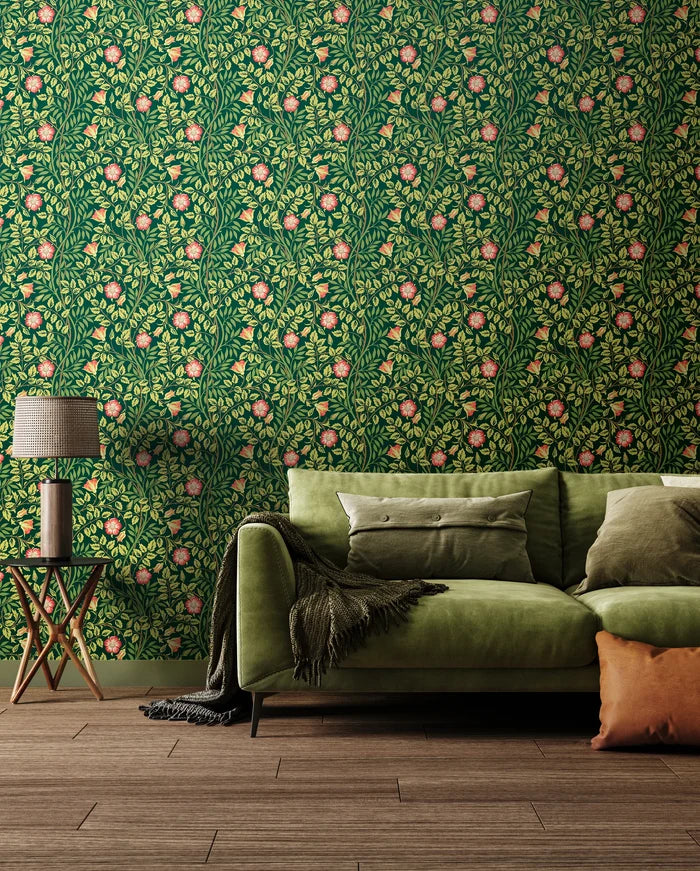 Rosehip Trail Wallpaper - Ohpopsi - Forest Green