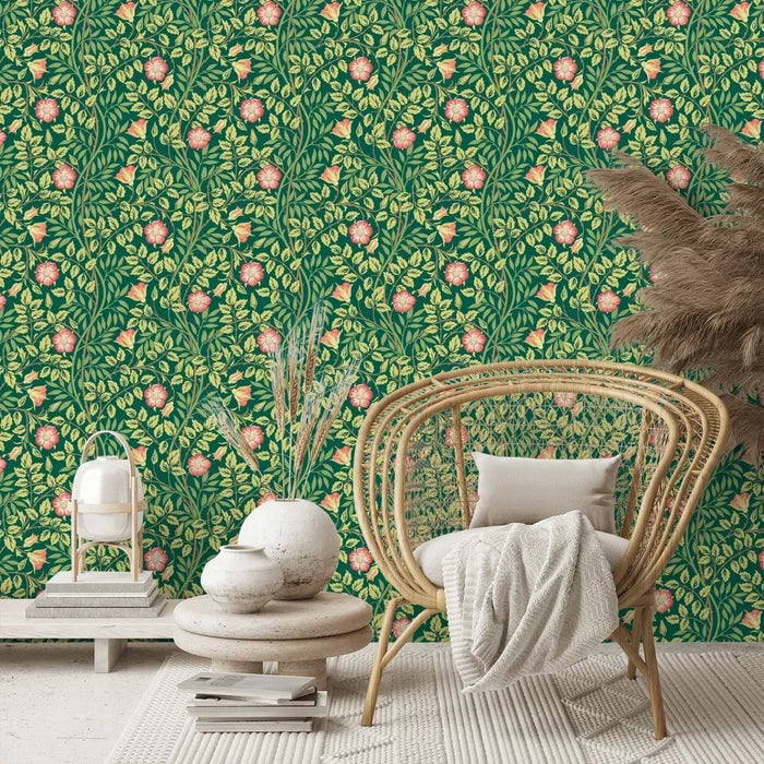 Rosehip Trail Wallpaper - Ohpopsi - Forest Green