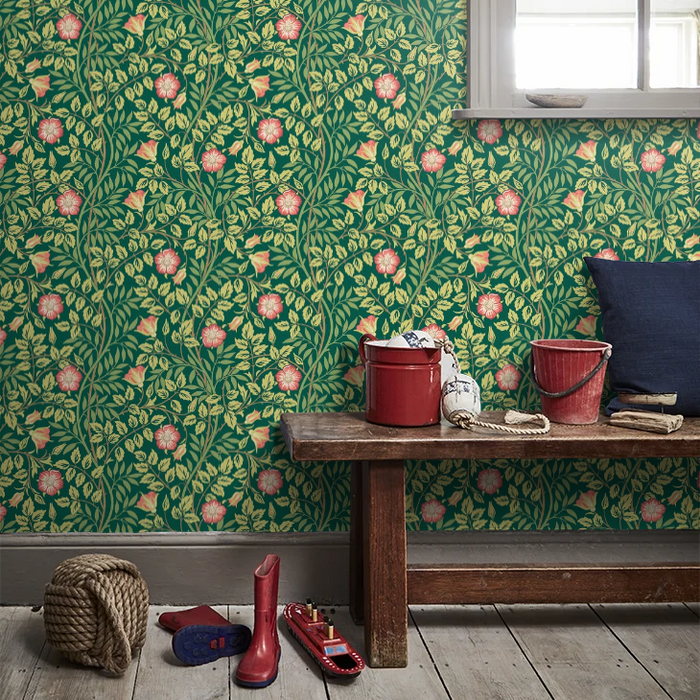 Rosehip Trail Wallpaper - Ohpopsi - Forest Green