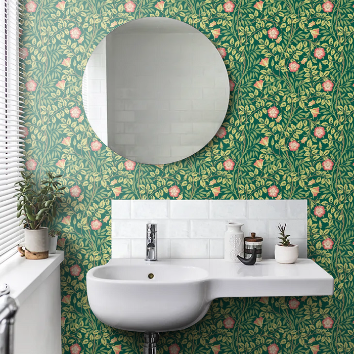 Rosehip Trail Wallpaper - Ohpopsi - Forest Green