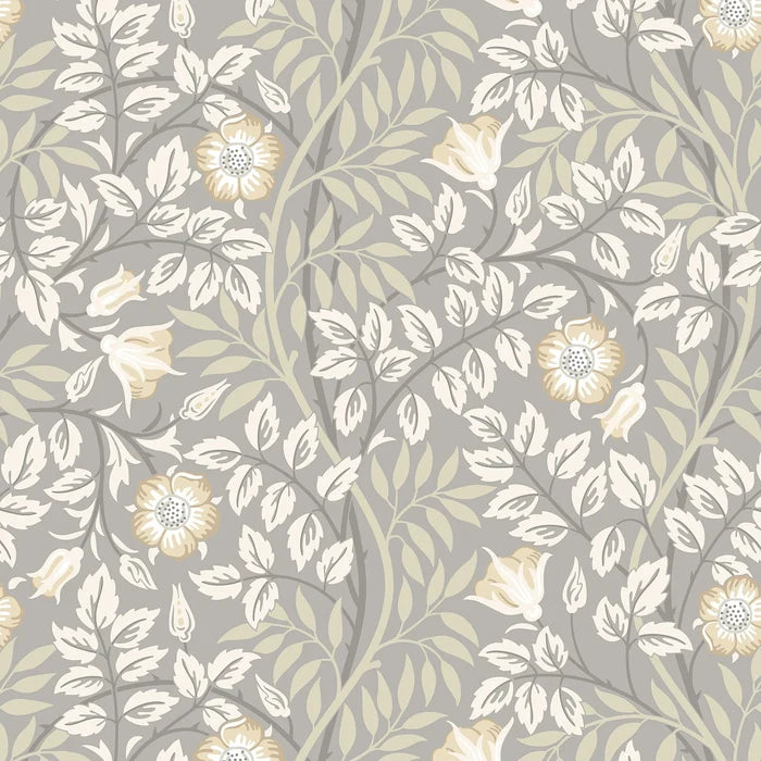 Rosehip Trail Wallpaper - Ohpopsi - Grey Stone
