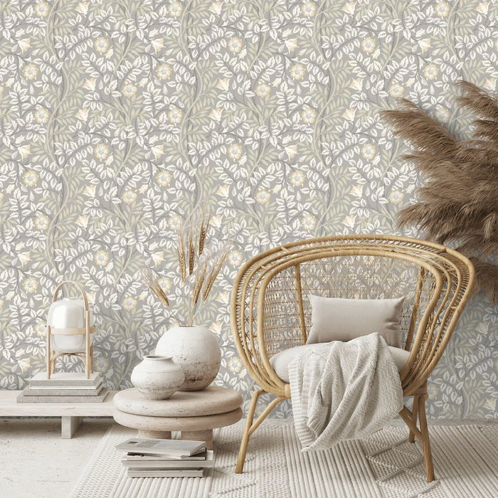 Rosehip Trail Wallpaper - Ohpopsi - Grey Stone
