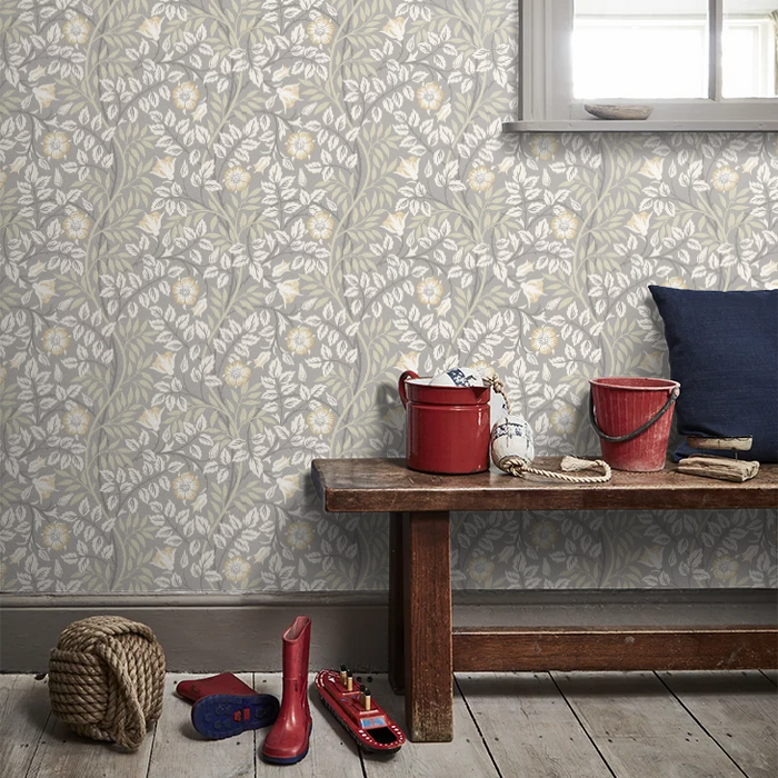 Rosehip Trail Wallpaper - Ohpopsi - Grey Stone