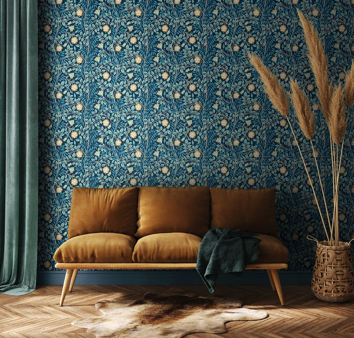Rosehip Trail Wallpaper - Ohpopsi - Navy Blue