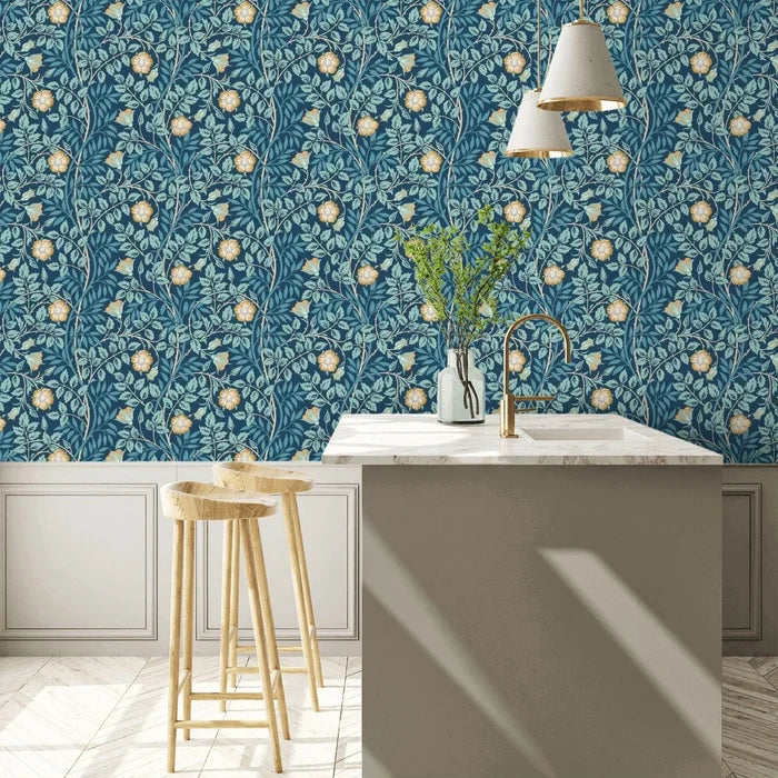 Rosehip Trail Wallpaper - Ohpopsi - Navy Blue