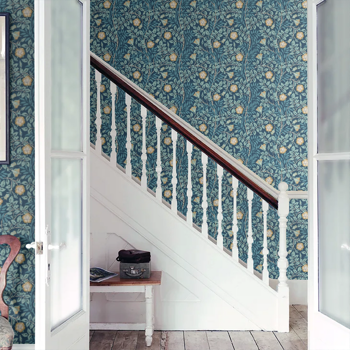 Rosehip Trail Wallpaper - Ohpopsi - Navy Blue