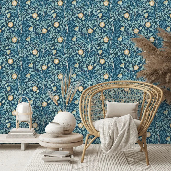 Rosehip Trail Wallpaper - Ohpopsi - Navy Blue