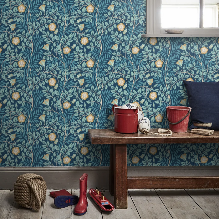 Rosehip Trail Wallpaper - Ohpopsi - Navy Blue
