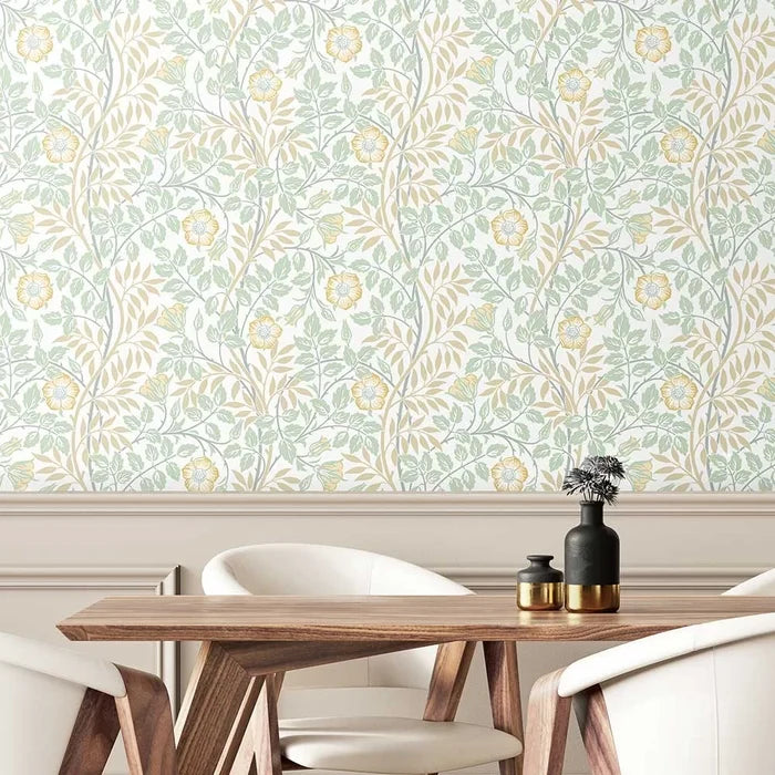 Rosehip Trail Wallpaper - Ohpopsi - Soft Mint