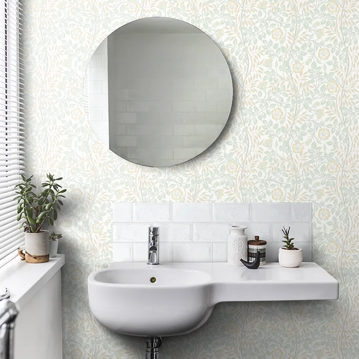 Rosehip Trail Wallpaper - Ohpopsi - Soft Mint