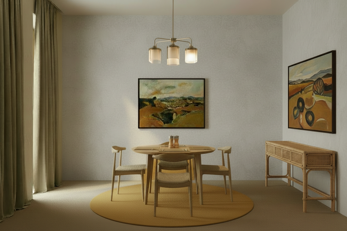 Light Grey Rough Plaster - Cane Console Right Wall