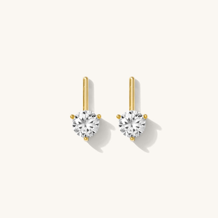 Round Diamond Bar studs in 14k gold plate, an elevated take on the everyday stud