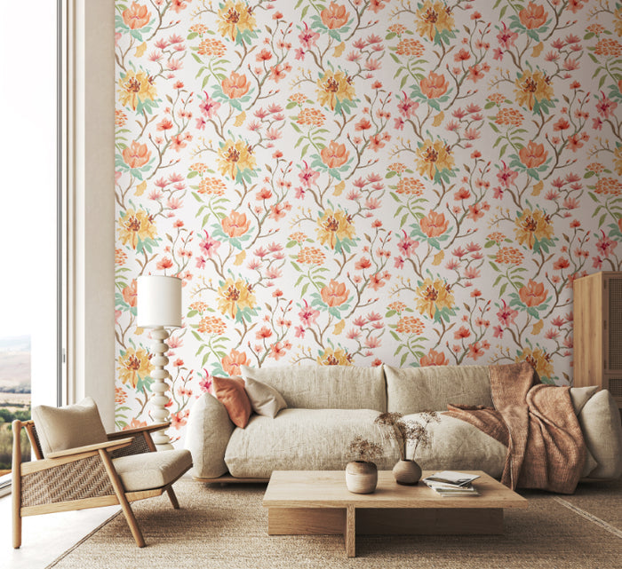 Saku Wallpaper - Linen & Apricot