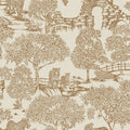 Samar Forest wallpaper in Orange, showing leopards, monkeys and a stone ruin in orange line on a cream background